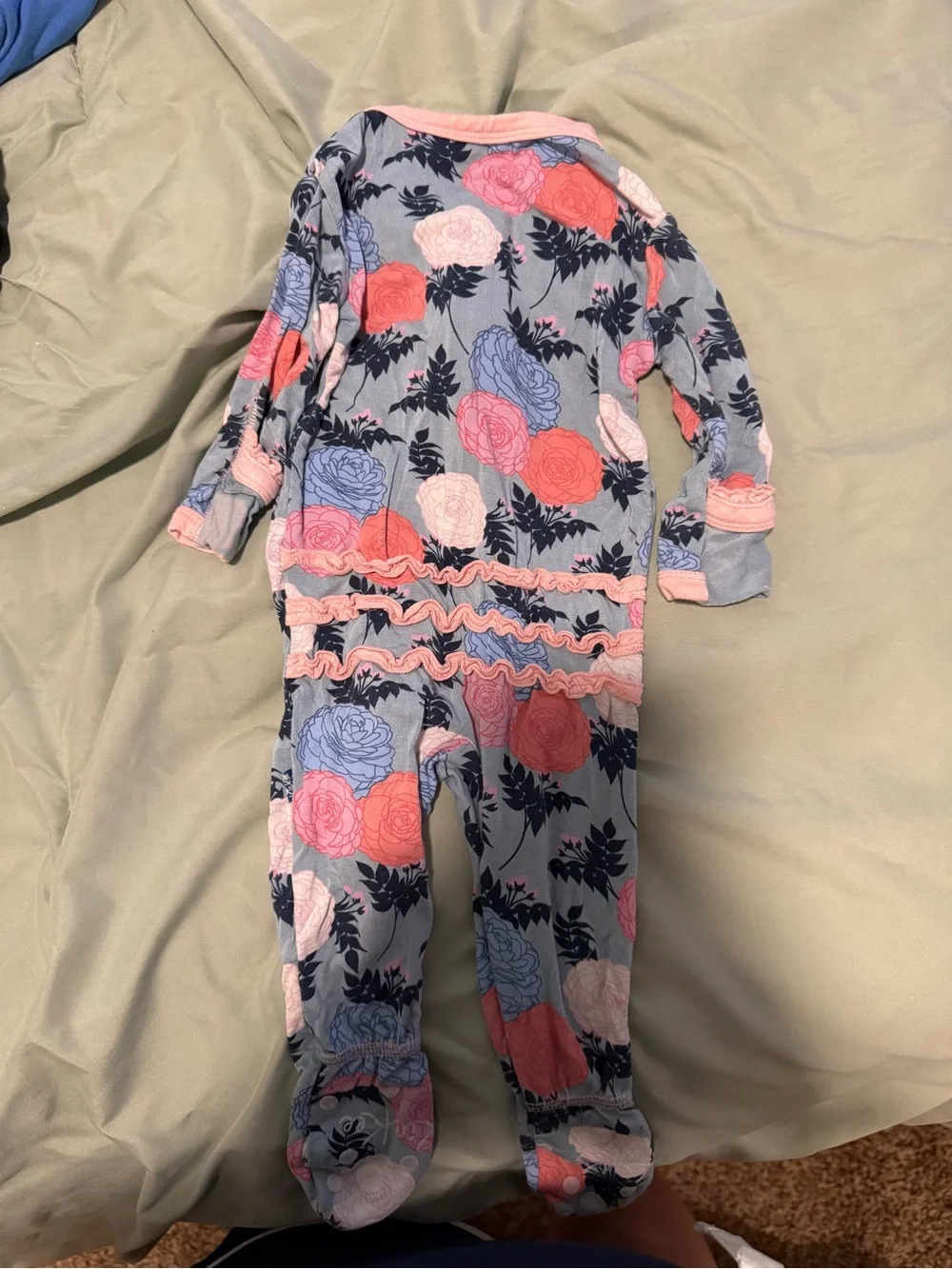 Kickee Pants Floral Footed One-Piece in Light Blue, Pink, Navy